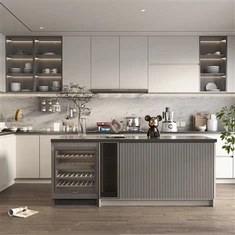 Siyah beyaz mutfak dolapları